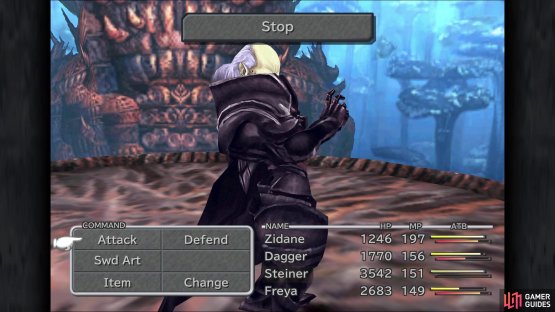 Stop is a move Garland uses often, but Locomotion will protect you from it