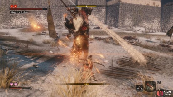 Aim to Deflect Gyoubu to quickly build up the posture gauge