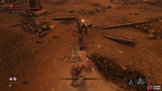 Dodge to the side of the Stomp and strike at her