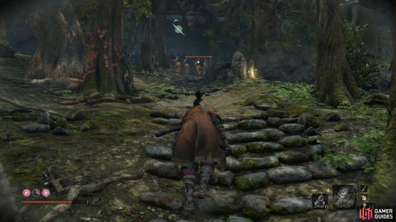 lure the Monks down with Shurikens.