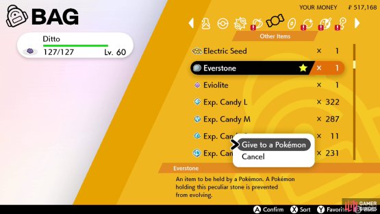 Our Jolly Ditto (caught with the Jolly Umbreon) is holding the Everstone.