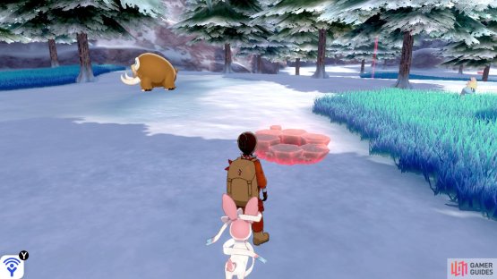 Den A: After exiting Crown Tundra Station, directly ahead, to the left of some tall grass.