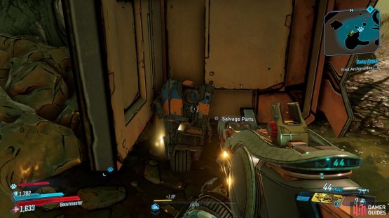 where you&rsquo;ll find a Dead Claptrap leaning against a Storage Container. 