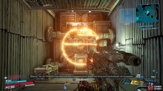 and interact with the computer to reveal UG-THAK and shoot him.