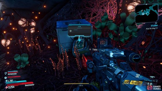 now head over to the next waypoint on the map and grab the AI Chip.