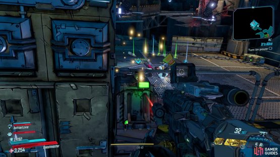 Head to the back of the area and turn on the power,