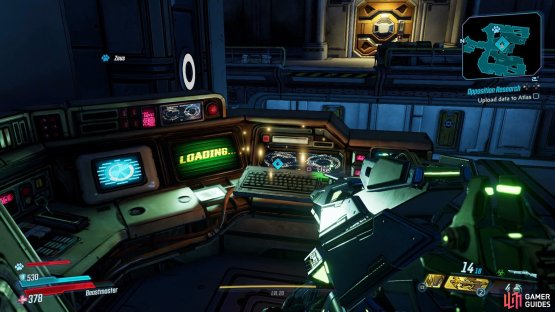 after you&rsquo;ve cleared out the room of Maliwans, upload the data to the computer.
