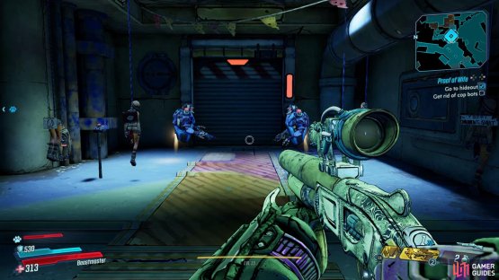 Take out the two enemies the are guarding the hideout,