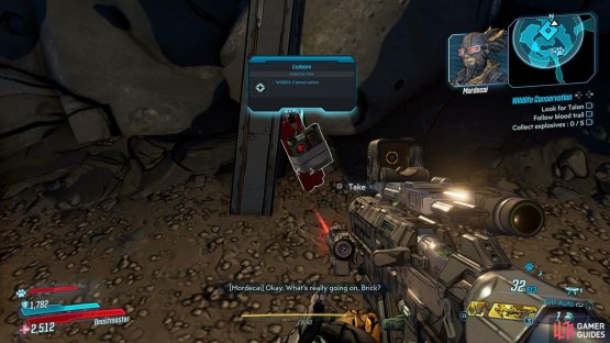 Collect the five explosives from around the tunnel,