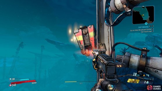 you&rsquo;ll find the Dead Claptrap on the container to the right.