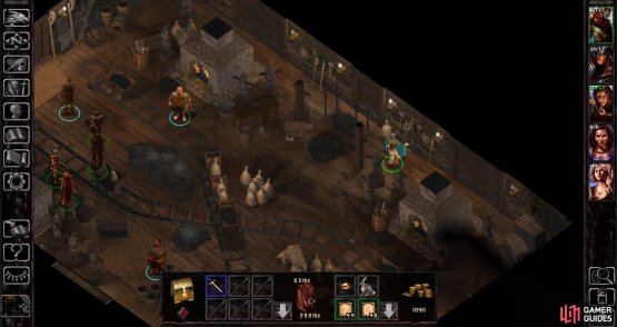 For more immediate gratification, however, you can loot a Bastard Sword +1 - an endeavor best attempted at night, when the smithy is empty. 