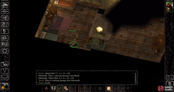 Gank Shank to log your first of many, many kills, then loot the building and leave.