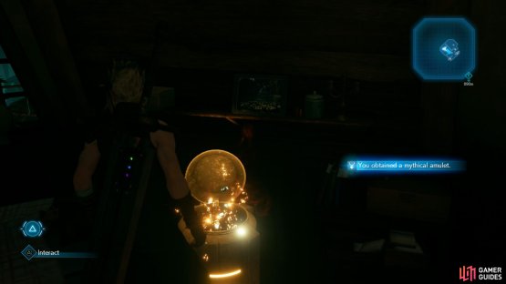 Grab the Mythical Amulet from Aerith&rsquo;s House.