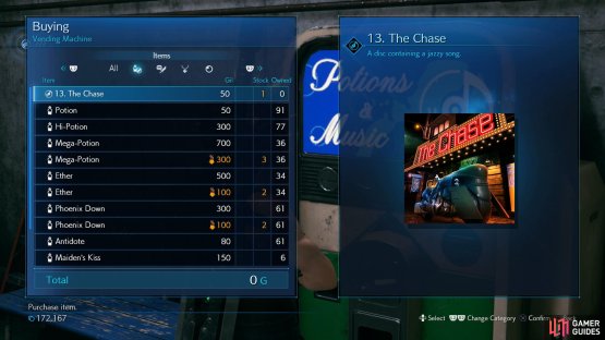 Buy the &ldquo;13. The Chase&rdquo; Music Disc from the vending machine.