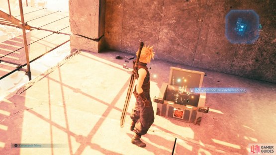 to reach a chest containing an Enchanted Ring.