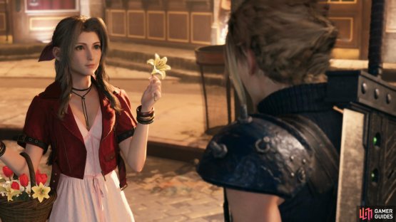 While wandering through the streets of Midgar, you&rsquo;ll meet Aerith.