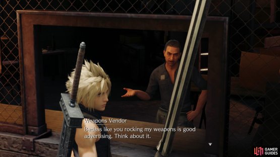 Talk to the owner of the Weapon Shop and he&rsquo;ll make peace by giving you a new weapon.