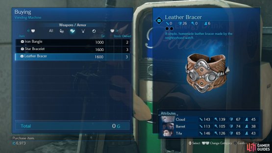 Starting in Chapter 6 you can buy Leather Bracers.