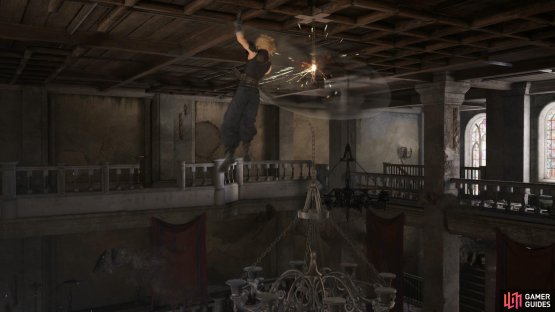 Help Aerith out of a bind by cutting down a chandelier.
