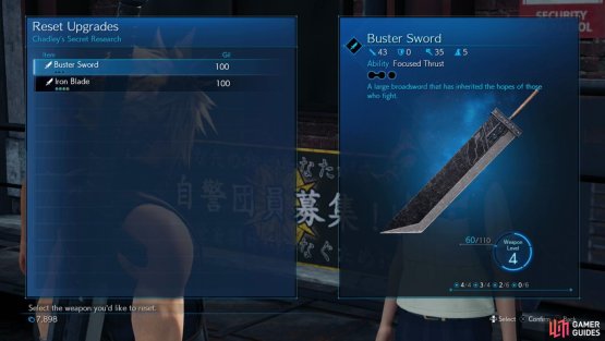 After completing this quest he&rsquo;ll also allow you to reset Weapon Upgrades.