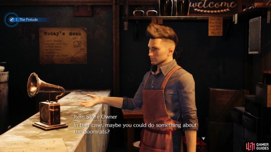 Talk to the storekeeper and he&rsquo;ll ask you to kill some &ldquo;Doomrats&rdquo;.