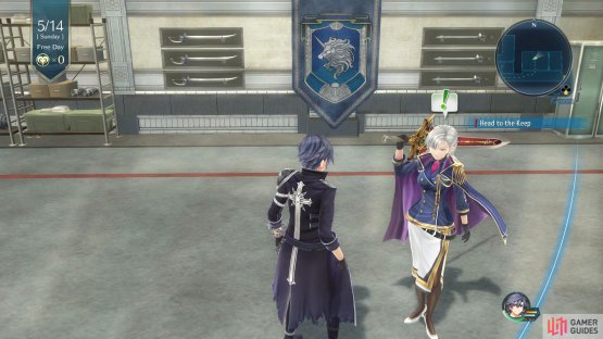 Head into the Training Hall and speak with Aurelia to begin the quest 