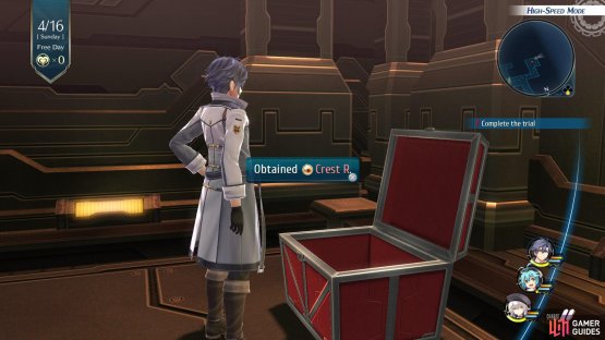 and then head into the room on the right before going down the ladder to find the Crest R in another Chest.