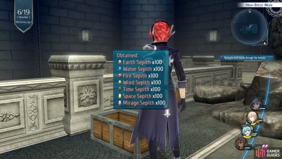 Head into the room on the right to find a chest with all sepith x50