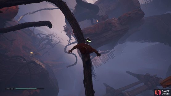 Stop in the center of the branch and drop down into a hidden room