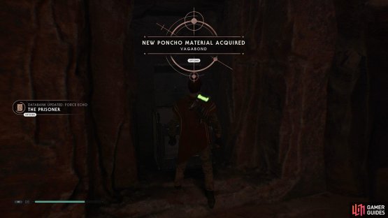 Head to the left of the cave to find a Chest with the Vagabond Poncho