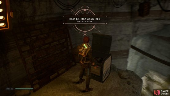 Open the chest to find an Emitter for you lightsaber, 