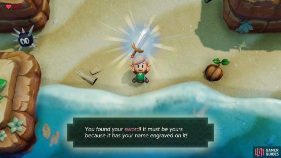 and collect it from the sand to advance the story. 