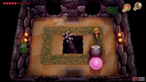 Use the Hookshot to pull the Slime Eel out of the hole,