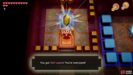hit the Crystal on the right to open the Chest with 300 Rupees inside.