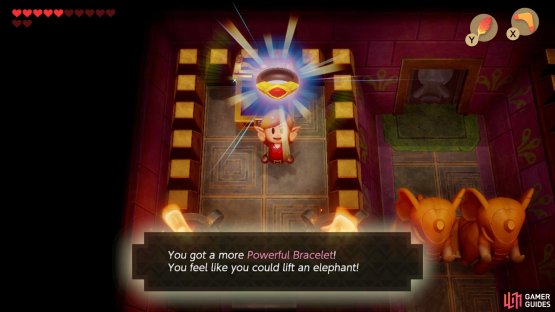 then follow the path around to find a Chest with the Powerful Bracelet inside.