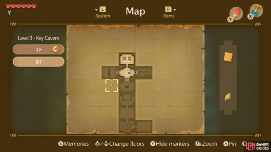 Basement floor Key Cavern Map.