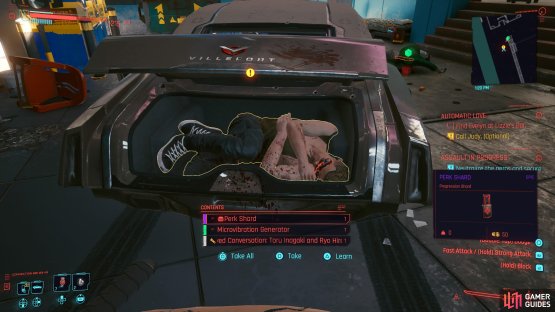 then collect the evidence from the body in the trunk of the car.
