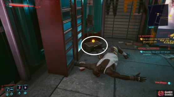 then collect the evidence from this container after the area is clear.