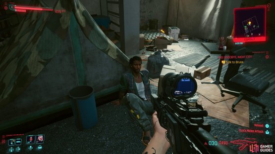 then speak with Bruce which can be found sitting next to a tent. 