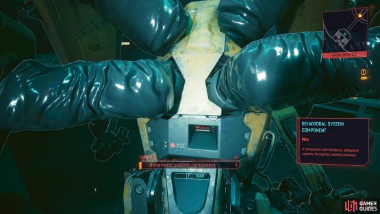 When Cerberus stops functioning, make sure you loot the Behavioral System Component of it.