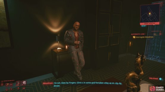 or convince him to tell you about Evelyn without violence.