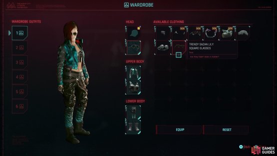 Pick from a selection of previously-obtained clothing to create an outfit.