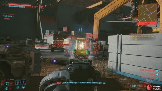 Fend off the Militech counterattacks - tech weapons will allow you to shoot through cover, and better yet, enemy vehicles.