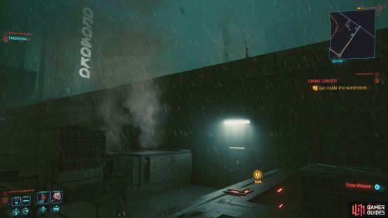 where you&rsquo;ll find a door leading into the warehouse.