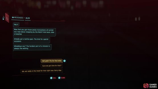 After getting the encryption key, Alex will invite you to hang out.