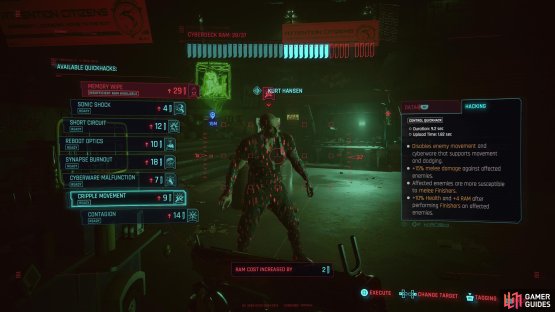 If you&rsquo;re less savvy in melee combat, just use the Cripple Movement quickhack,