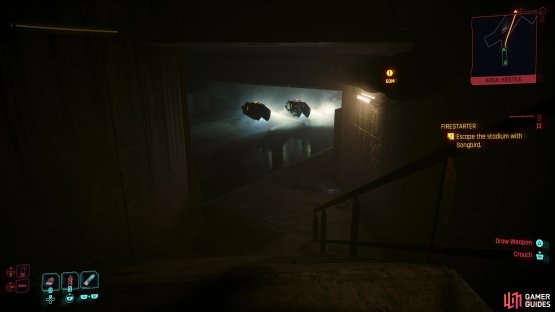 When you reach the sewers, you&rsquo;ll spot some drones.