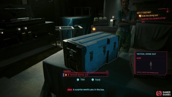 Conspire with Reed and Alex and grab a Tactical Diving Suit,