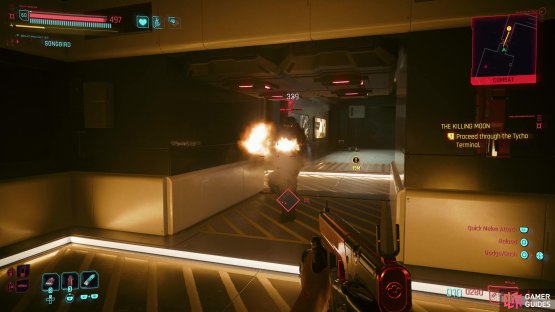 When the chopper stops firing, advance, and eventually you&rsquo;ll find your way blocked by an NUSA heavy. Take him down and you&rsquo;ll be free to advance to the maglev station.