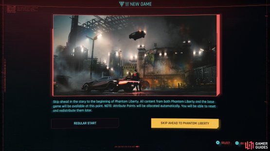 Pick the &ldquo;Skip Ahead to Phantom Liberty&rdquo; option after starting a new game,